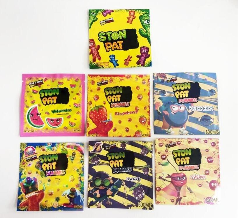 

stoner empty gummies bag 500mg for tobacco resealable plastic edibles packaging foil packet with zipper custom stoney