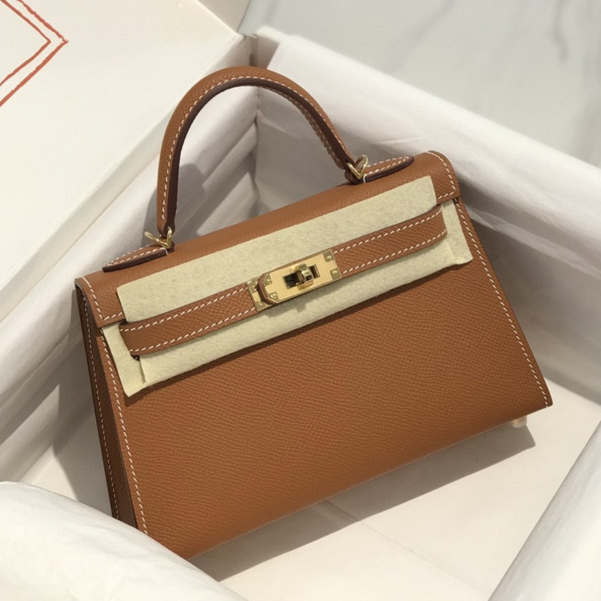 

9A Top Designer bags 19cm Mini Handbag One Shoulder Messenger bag Epsom Bags Fashion Classic Women's Genuine Leather bag Luxury Custom Made Handmade Wax Thread, 10