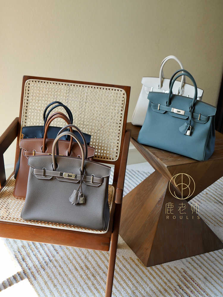 

Designers Handbags Herme Birkin Bags Togo Cowhide Wax Thread Hand Sewn Elephant Grey Gold Brown Black Bk25cm30cm Portable Women's Large Capacity Ayw, Elephant grey 25cm in stock