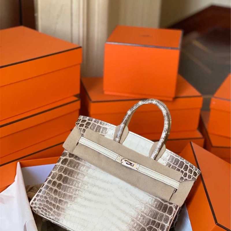 

Designers Handbags Birkin Bags Designer Family h Himalayan Pure Handmade High End Nile Crocodile Leather Luxury Women's Large Capacity Ayw Classical Larger, White2
