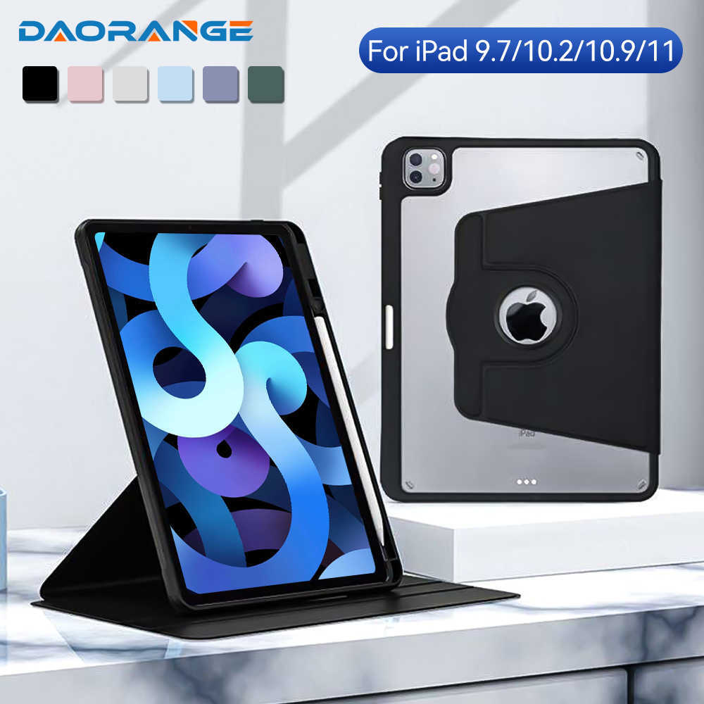 Tablet PC Cases Bags For 2022 iPad Air 5 2021 10.2 7 8 9th Generation 4 10.9 Pro 11 Stand Cover 9.7 5th 6th 360° rotation L260524O4DH-image-811349014