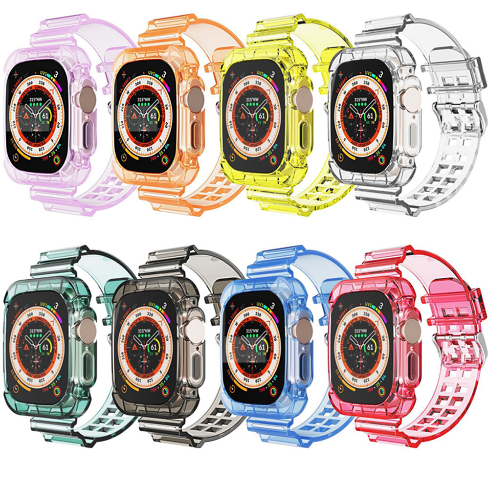

Sport Clear Band Case for Apple Watch 8 7 6 SE 5 4 3 Transparent Armor silicone cover Strap for iwatch 49mm 41mm 45mm 42mm 38mm