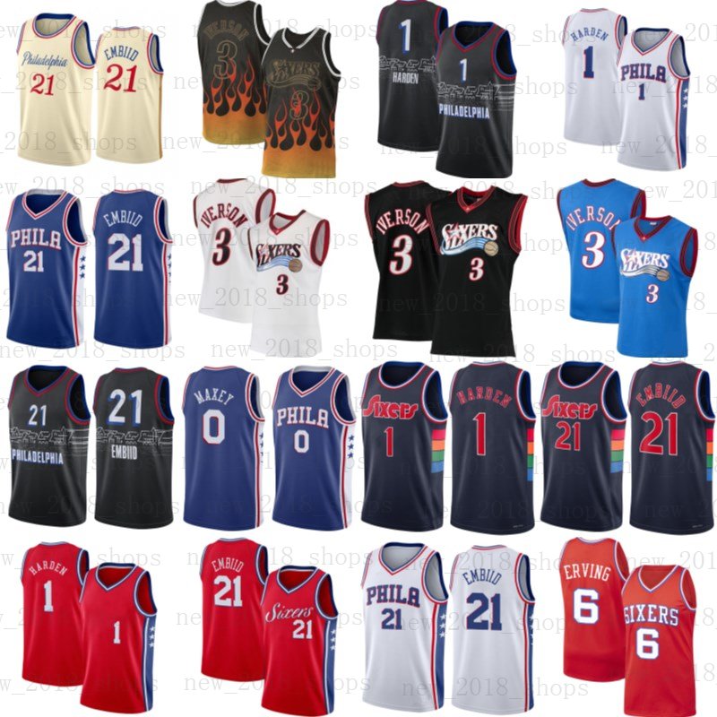 

Allen Iverson James Harden 75th Custom Jersey Philadelphia''76ers''Men Women Youth Joel 21 Embiid 22 Matisse Thybulle Julius 6 Erving 0 Tyrese Maxey Basketball Jerseys