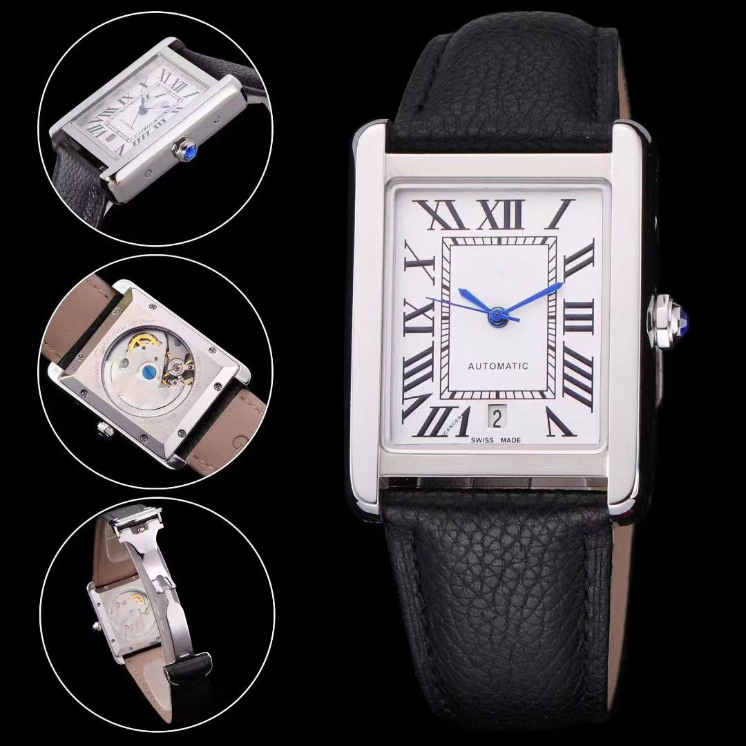 

Wristwatches Automatic leather Square Watches 32mm Stainless Steel Mechanical Watches Case and Bracelet Fashion womens Male Wristwatch