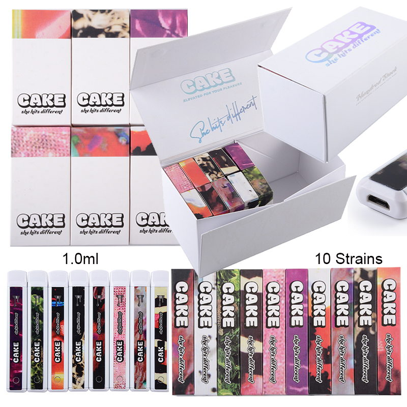 

Cake She Hits Different Empty Disposable Vape Pens Rechargeable 1.0ml Pods 280mAh Start Kits Micro USB With Silicone Caps Device Pods Electronics Cigarettes