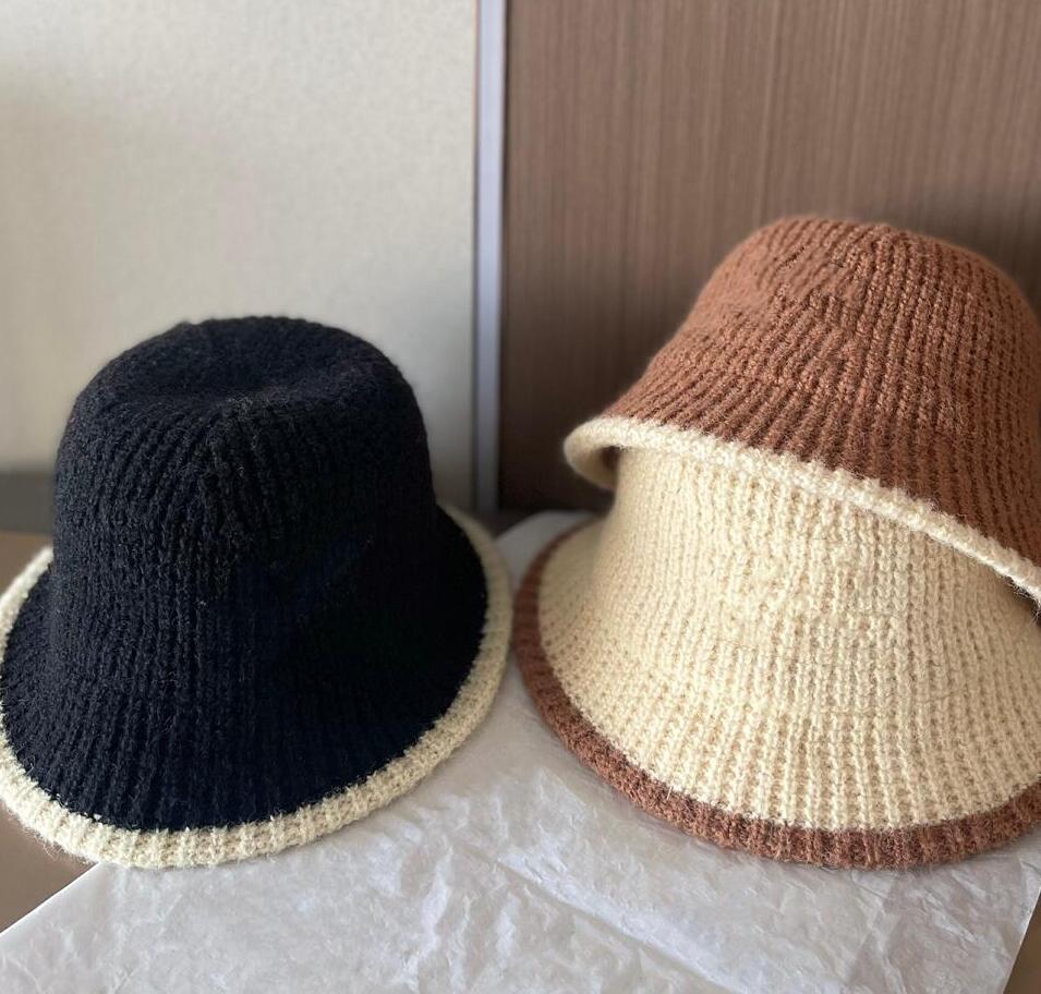 

Fashion Contrast Color Stingy Brim Hat Winter Wool bucket hat Cashmere Womens designer hats Leisure Warmth Woolen Cap double Letter Knitting Caps, This link is not sold separately