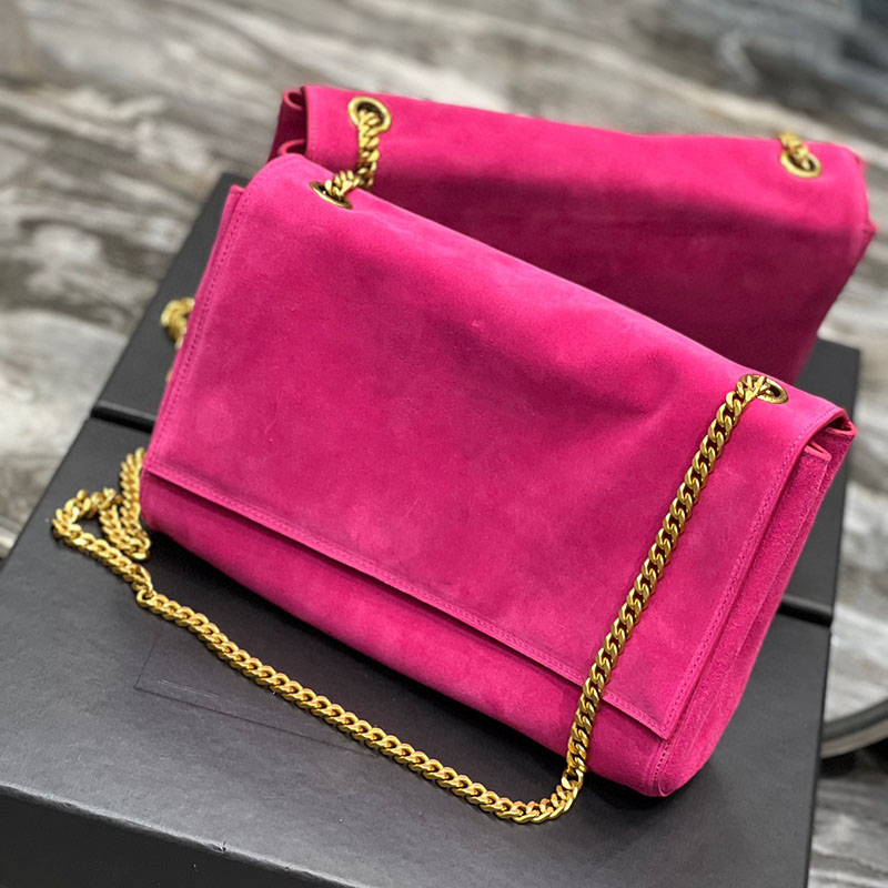 

Womens Timeless Reversible Suede and Plain Leather Bags With Gold Metal Chain Crossbody Shoulder Large Capacity Luxury Designer Clutch Handbags 28.5X20X6CM, Box