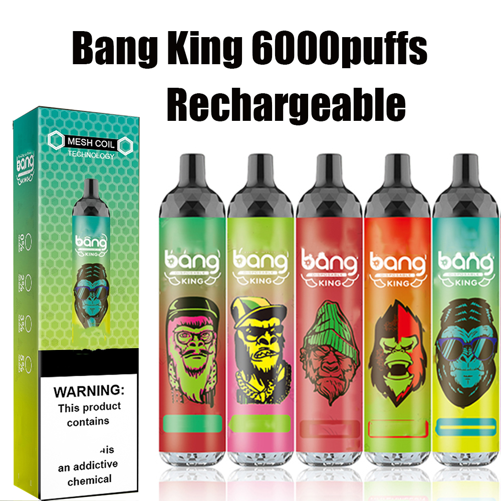 

Bang King 6000Puffs Disposable E Cigarettes 0 2 3 5% Vape Pen 550mAh Battery Pod 13ml Ecigar Mesh Coil