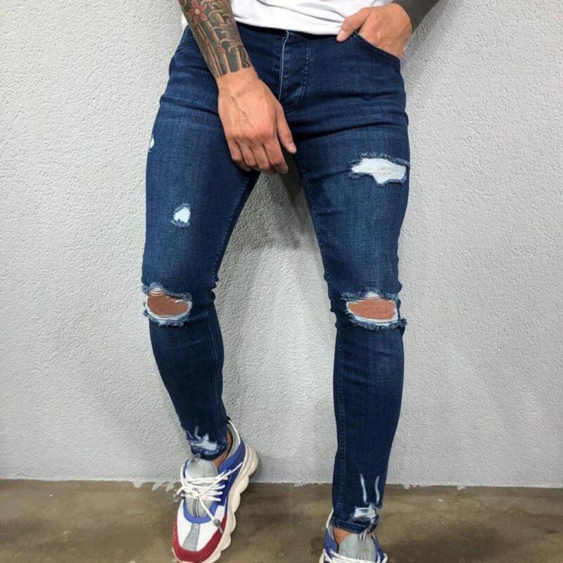 

Men's Jeans Men's Men Trousers Skinny Casual Mid Waist Denim Pants Autumn Summer, Black