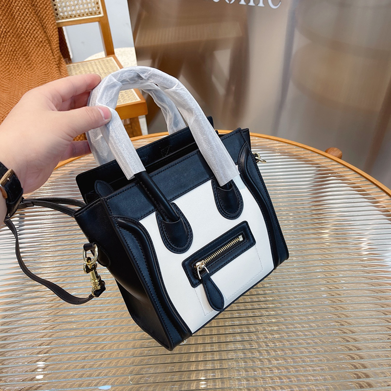 

Handbags tote bag crossbody With straps cow Leather 20 Color matching embroidery 26cm 20cm grey blue designer bags luggage NANO micro mini 189243DRU 189213AQL, White-black