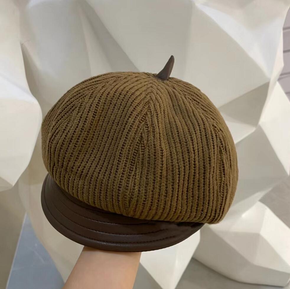 

Winter knitting Beret Women's Temperament Cashmere Octagonal Berets Women Leisure Vacation Peaked Cap Luxury designer hat Solid Color Beanie Hat, This link is not sold separately