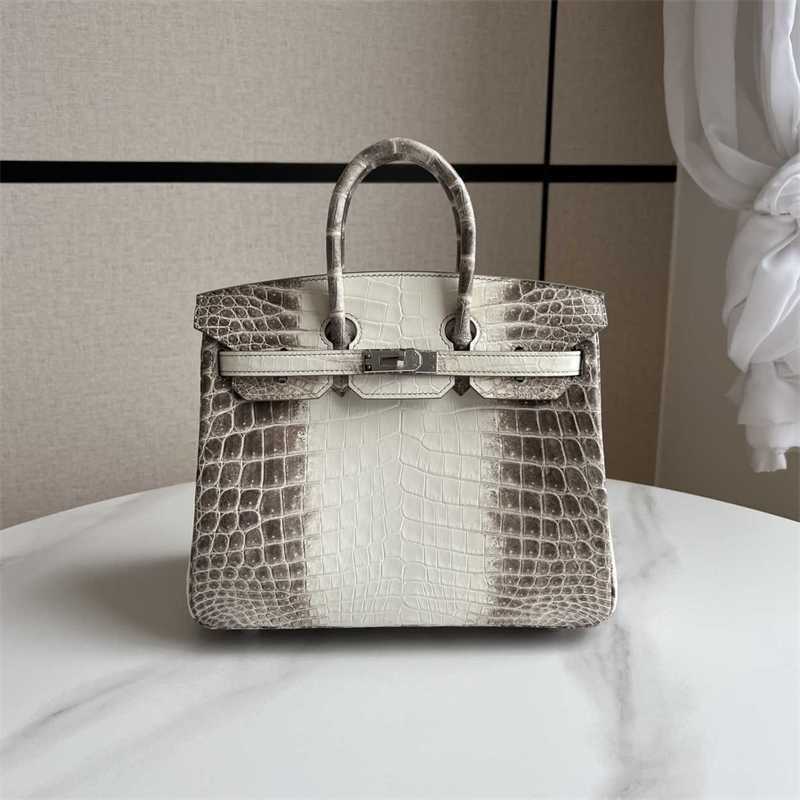 

Designers Handbags Birkin Bags Designer Full Hand Sewing Wax Thread Bag 25cm Himalayan Crocodile Leather High-end Handbag Silver Buckle Ayw, Bk25 himalayas