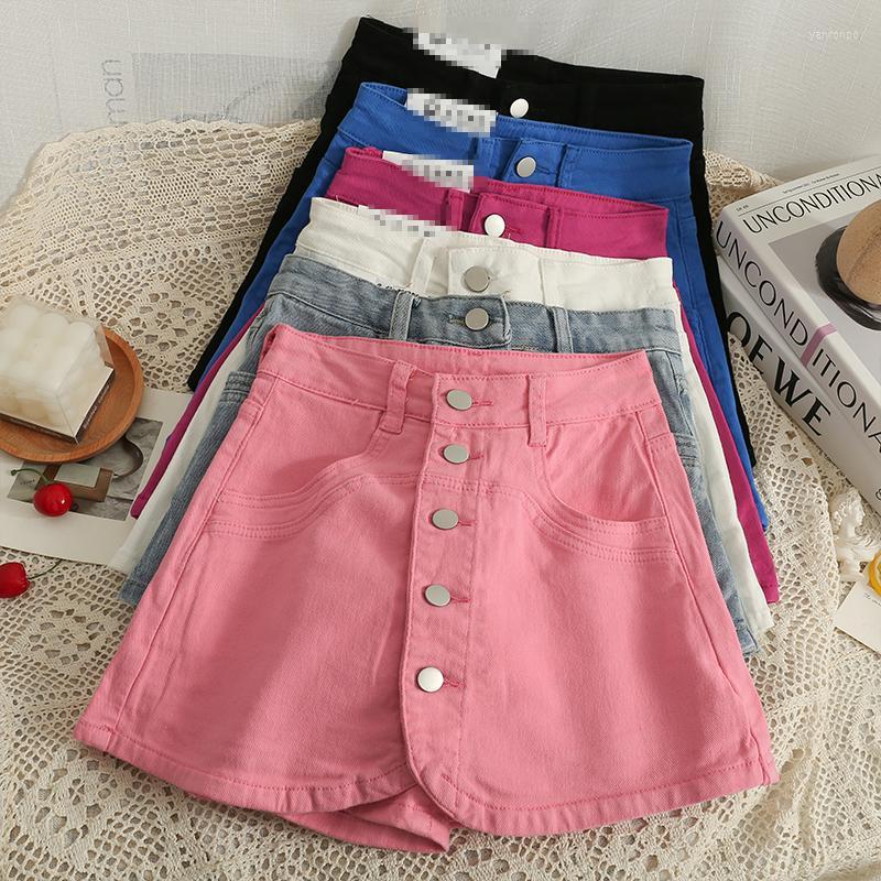 

Women' Shorts Women' Korean High Waist Slim Breasted Denim Skirt Pants 2022 Summer Ladies Versatile Casual Short Jeans Fashion