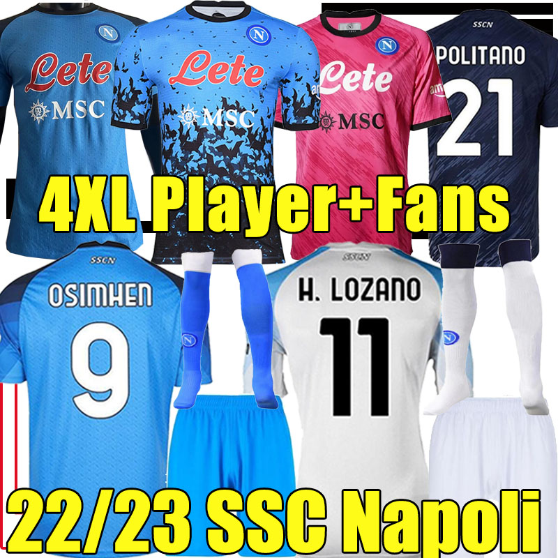 

XXXL 4XL 22/23 Halloween SSC Napoli soccer jerseys fans player version 2022 2023 Naples MARADONA LOZANO OSIMHEN ZIELINSKI football shirts Kits sock full sets uniform, 22-23 third