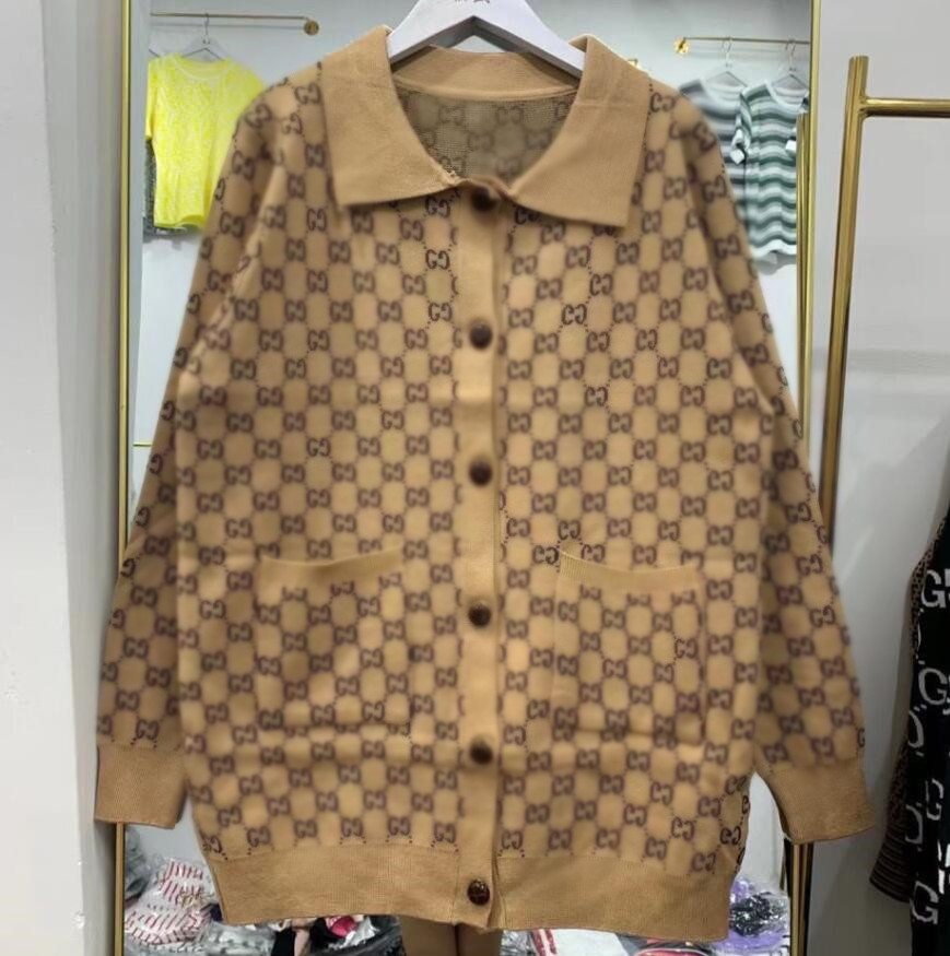 

2022GG Women Sweater Knit Designer Autumn Winter Cardigans Knitted Loose Coat Double Letter Printed Sweaters Ladies Outer Wear Thick Streetwear