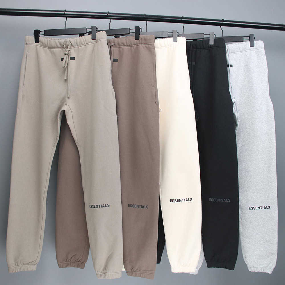 

2022 New Autumn Winter Pants Sweatpant Hight Street Fashion Brand Ess Men's and Women's Cotton Trousers Rubber Letter Print Hip Hop Streetwear, Beige