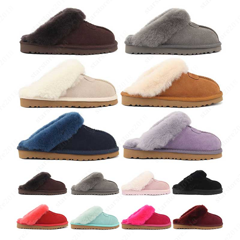 

Designer Shoes Winter Sandals Women Snow Slippers Classic Fur Luxurys Slipper Chestnut Grey Fashion Outdoors Sandal Size 3-12