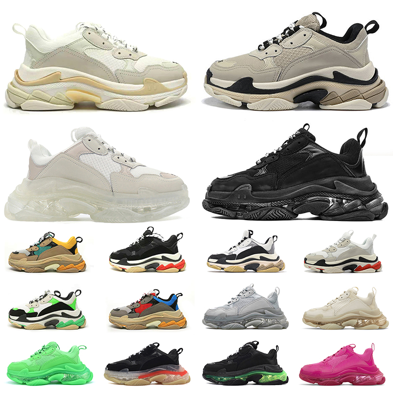 

Fashion Casual Shoes Triple S Men Women Platform Trainers Black White Beige Teal Blue Bred Pink Mens Outdoor Sport Sneakers, #9 36-45