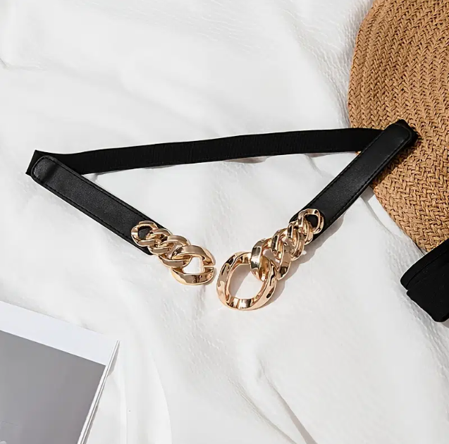 

Chain Belts Stretches Belt Women Waist Elastic Belt Gothic, Black