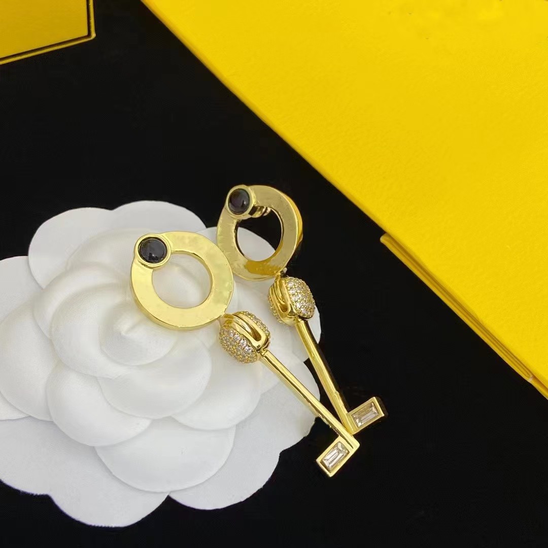 

F Without Boxes Luxury Women Fashion Earrings Designer F Retro Ring Pendant Top Quality Engagement Earring For Lady O