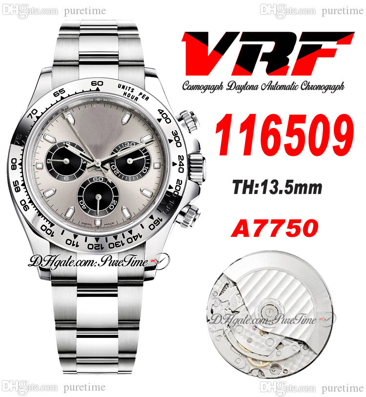

VRF 11652 A7750 Automatic Chronograph Mens Watch Tachymeter Bezel Gray Black Stick Dial Stainless Steel Bracelet Super Edition Same Series Card Puretime I9