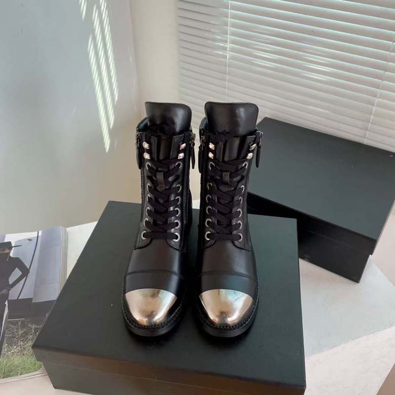 

Martin Boots Knight Boot Outdoor Bootie Luxurious Designer Fashion Cowskin Leather High End Top Level Quality Laces Adjustable Zipper Opening Heel Height 3.5cm 35-41, Black