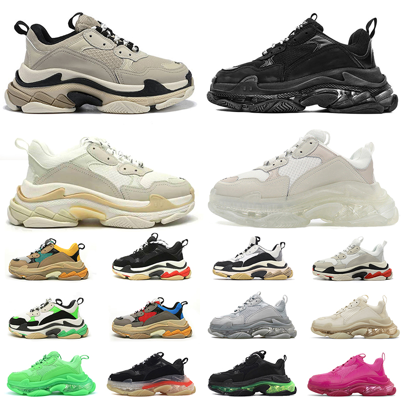 

Fashion Casual Shoes Triple S Men Women Platform Trainers Black White Beige Teal Green Pink Mens Outdoor Sport Sneakers, #1 36-45