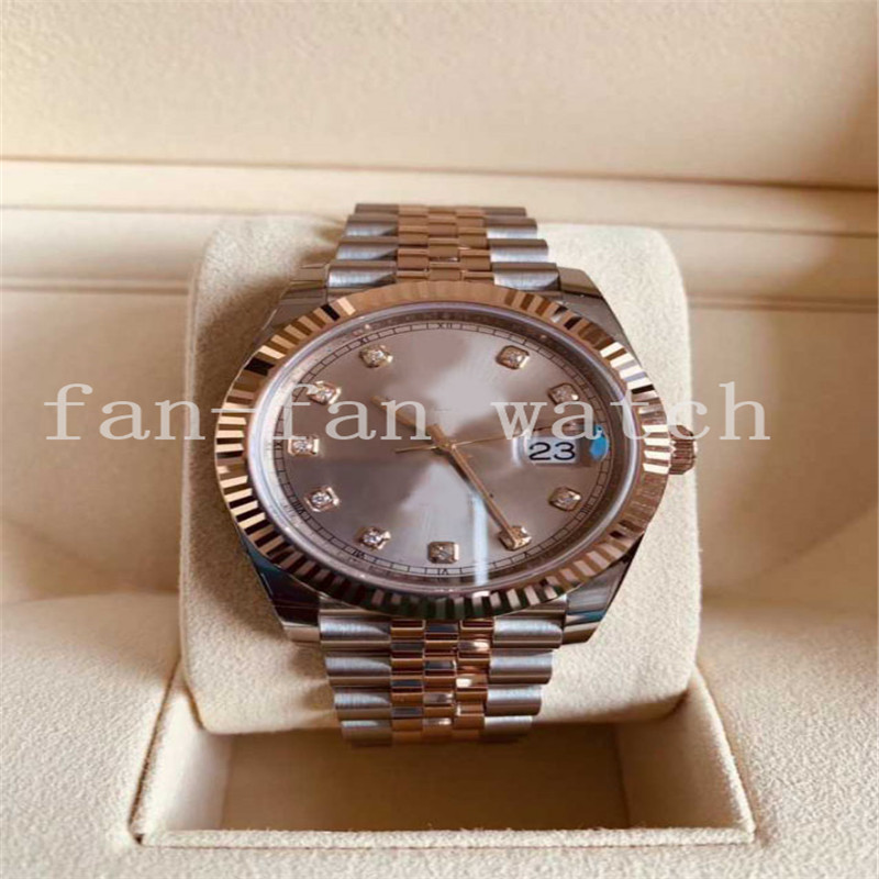 

BP factory fully automatic movement MEN WATCH DateJust SUNDUST Rose Gold Two-Tone Jubilee 126331 41mm Watch, Black