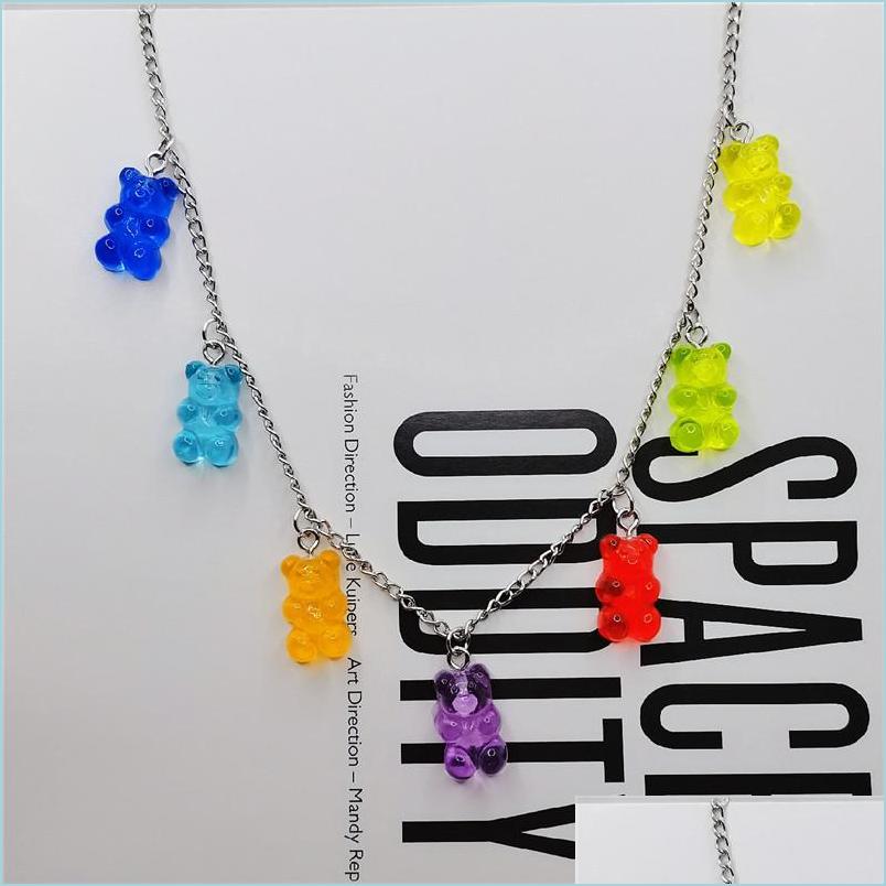 

Pendant Necklaces Newest Handmade Candy 7 Color Cute Judy Cartoon Bear Pendants Charm Chain Necklace For Women Girl Daily Jewelry Par Dhtyo