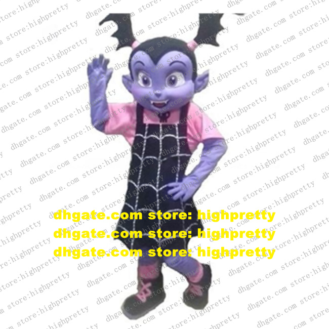 

ADS Vampire Girl Mascot Costume Purple Draculaura Rebellious Vampirina Adult Cartoon Character Sports Party Athletics zx2616, As in photos