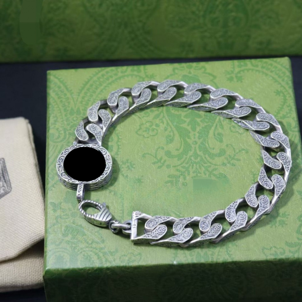 

Top men bracelet homme luxury jewelry mens designer bracelets bangle 925 silver plated pattern cuban chain punk hip hop stainless steel supply christmas gift