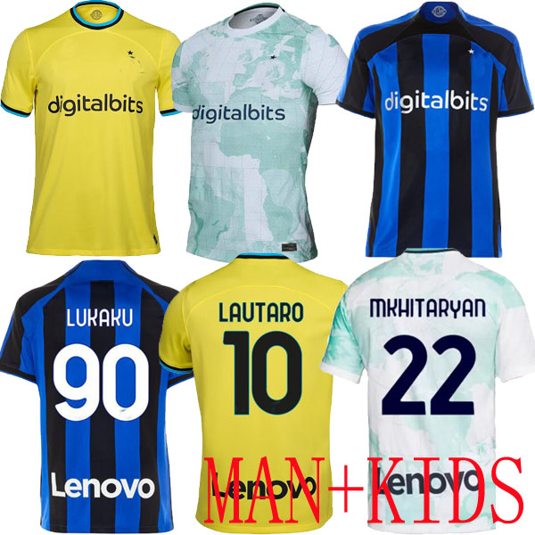 

2022 Inter Milans LUKAKU third away soccer jerseys CORREA DZEKO BARELLA LAUTARO SKRINIAR DE VRIJ 22 23 football shirt uniforms kids kit BROZOVIC Gosens 2023 yellow, Third away kids