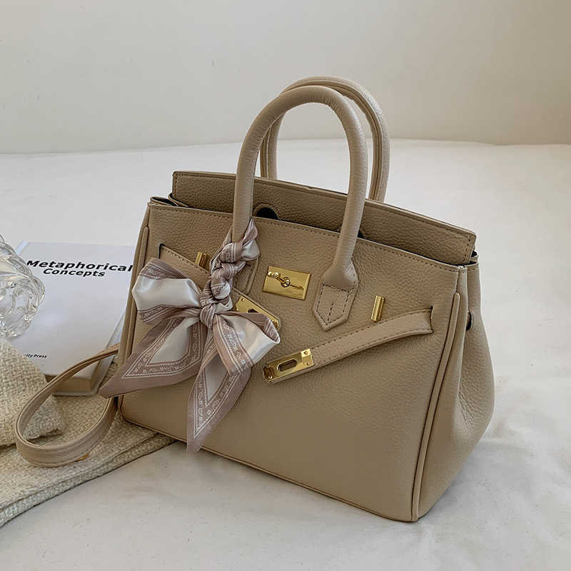 

Real Bag Hermee Shopping Handbag Fashionable Gold Hardware Cowhide Designer Leather Tote Messenger Bags, Khaki