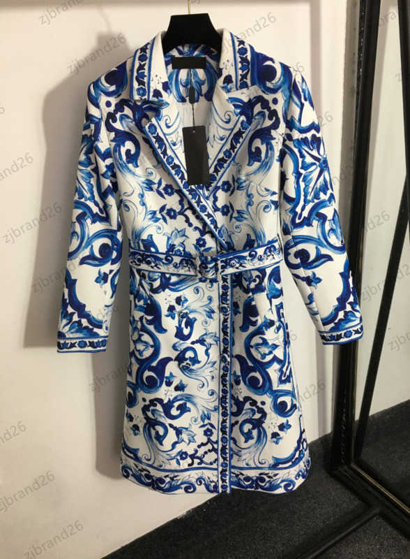 

Designer Dresses Womens Lapel Long Sleeve Lace-up Slim Dress Jacket Single Button Soft Lining Design Floral Print Maxiskit Spring Autumn Casual Women Clothing 1970