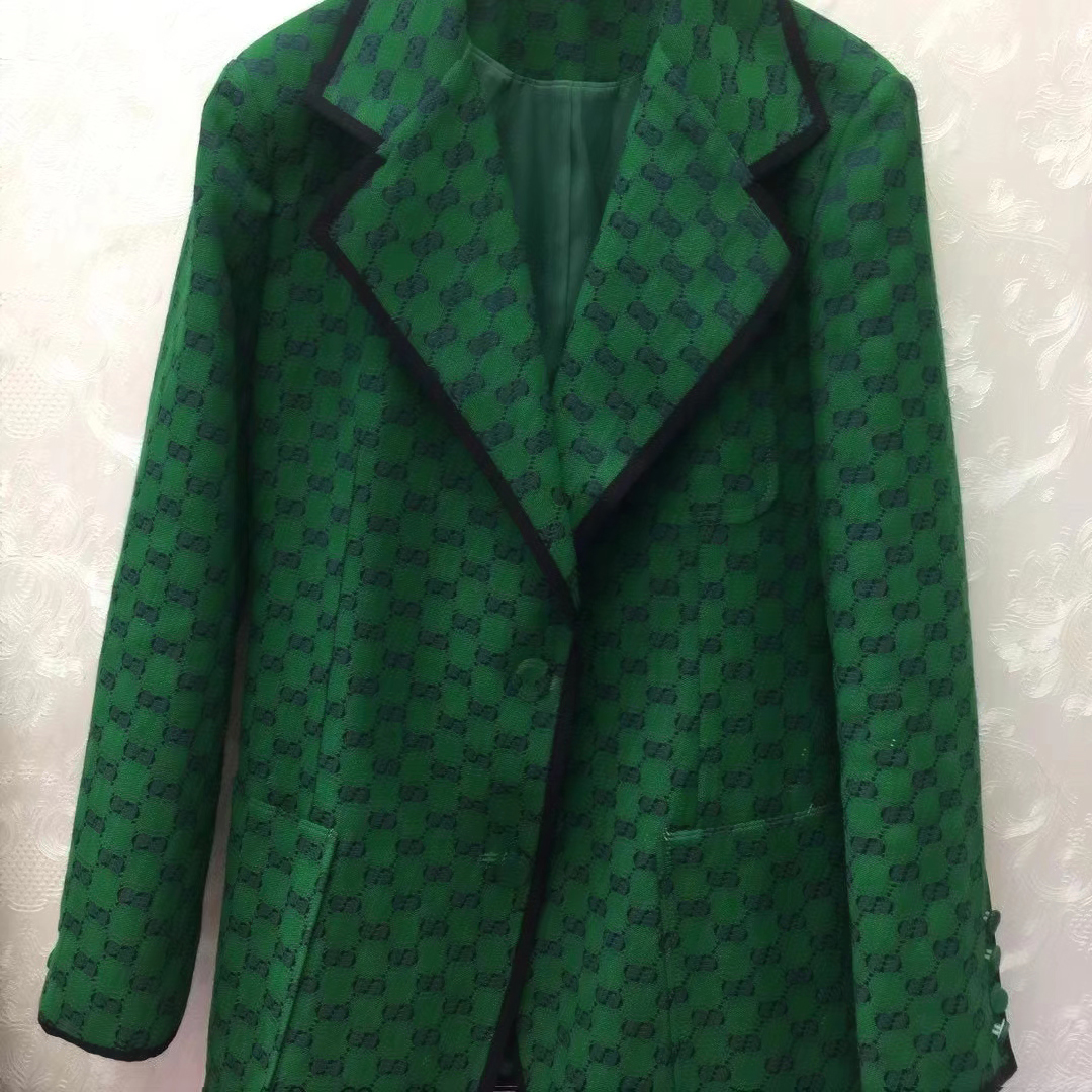 

Women's designer blazers Clothing with full letters spring new released tops E72, Green