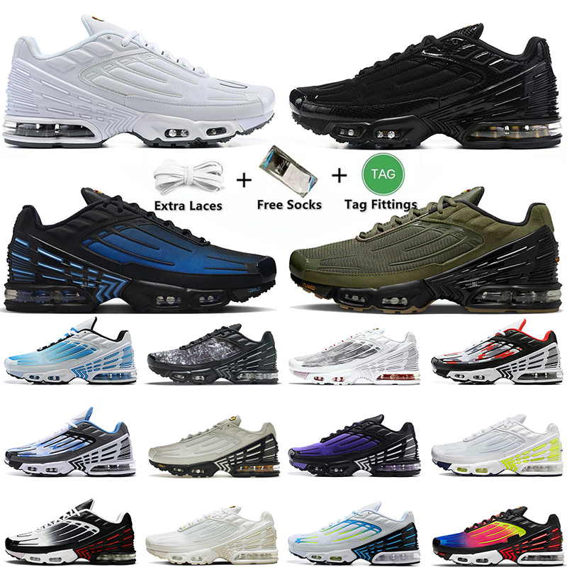Tn Plus 3 Max Tuned Chaussures de course Airs Vapourmax Grande Taille 12 Triple Blanc Tout Noir Royal Graffiti Olive Os Obsidienne Laser Bleu Hom