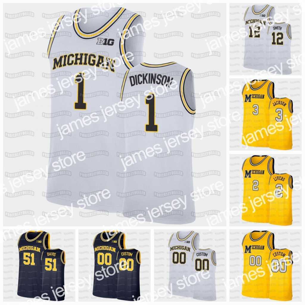 

Basketball Jerseys Michigan Wolverines 2021 NCAA Basketball Jersey Hunter Dickinson Mike Smith Franz Wagner ISAIAH LIVERS Eli Brooks Chaundee Brown Austin, Retro navy mens s-3xl