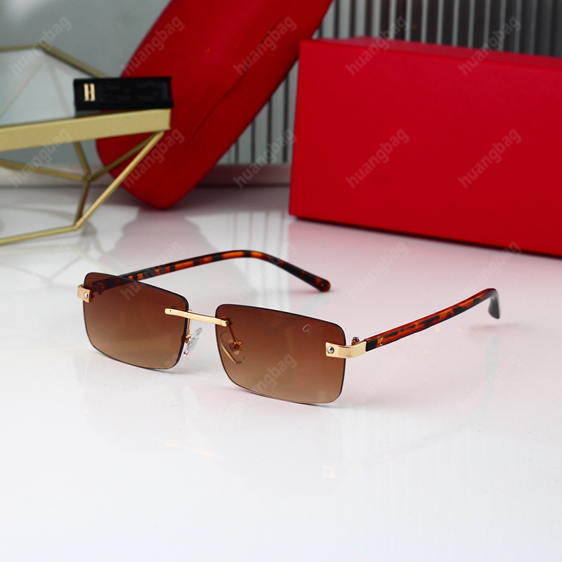 

Luxury Designer Sunglass Beach Sunglasses Fashion Eye Belts Polarized Glasses Eyeglass Sports Sun Glass Classic Travel Rimless Square Lens Wholesale with Box