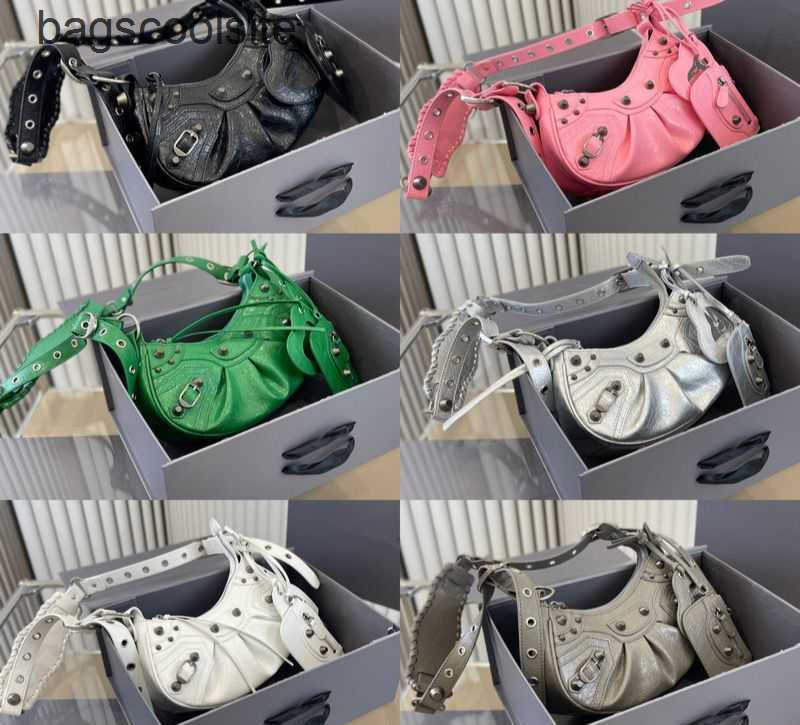 

2023 Balencaigass Bag Bags Designer Le Cagole Mirror Shoulder Handbag Cool Girl Single Crossbody Leather Pleated Oilskin, Gray