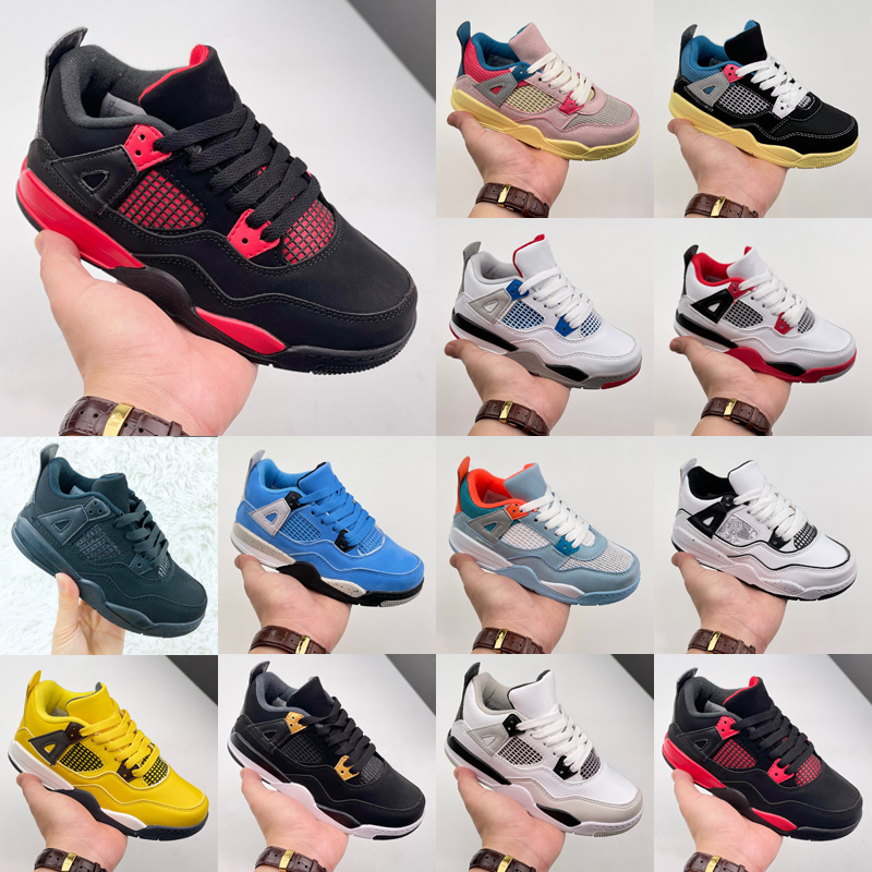 

Basketball Shoes Outdoor Kids Designer Jumpman 4 4s Black Cat White Oreo Cement Bred Boys Girls Trainers Runner Shoe Fire Red Thunder Sports Sneakers Size 22-37, As photo 6
