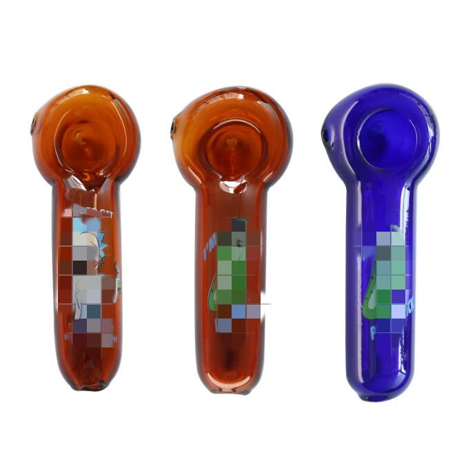 

cartoon Tobacco Hand Heady hookahs Glass Pipes Pyrex Spoon Bongs Oil Burners Nail Smoking Pipe Thick 8 Colors Choose 4.0inches