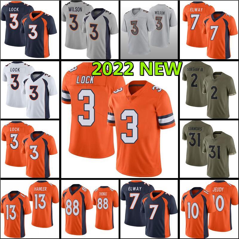 

3 Russell Wilson Football Jersey 2 Patrick Surtain II 10 Jerry Jeudy 18 Peyton Manning 31 Justin Simmons 33 Javonte Williams 14 Courtland Sutton 88 Demaryius Thomas, Men jersey