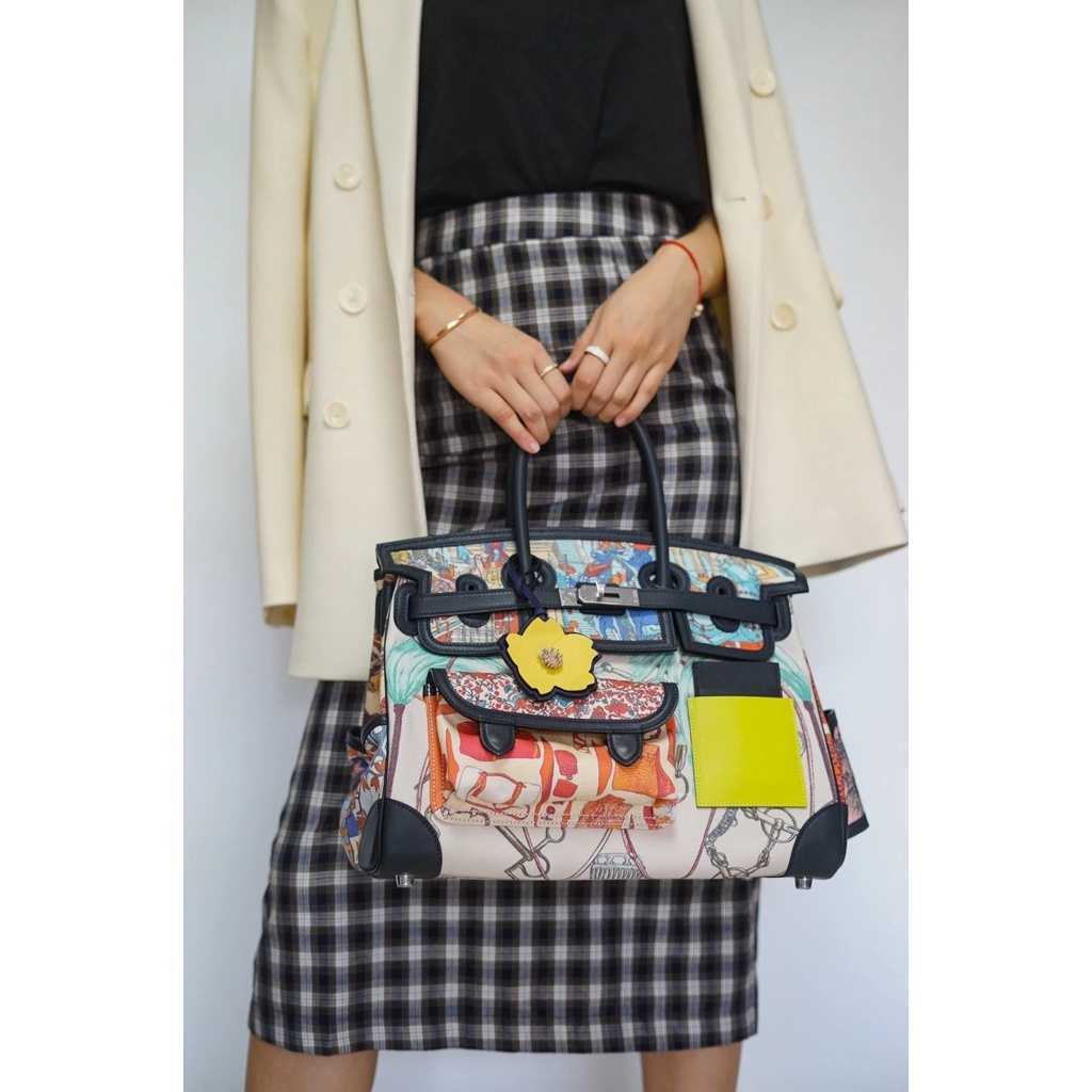 

Highding Handbag Designer Cargo Tote Limited Bag Real Shot Hermee Platinum Shopping Spoof Graffiti Printed Canvas Female Contrast Color Matching h, Wei order