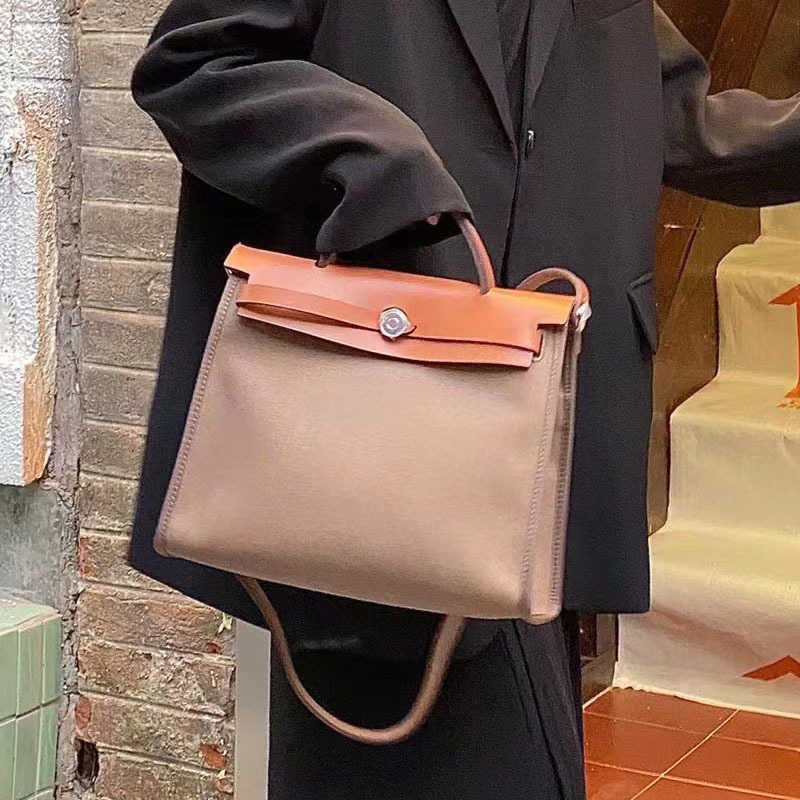 

Family Designer Shoulder Tote Canvas Bag Hermee Kellies Shopping Single HandbagDefinition h Portable Diagonal Commuter Advanced Sense, Black