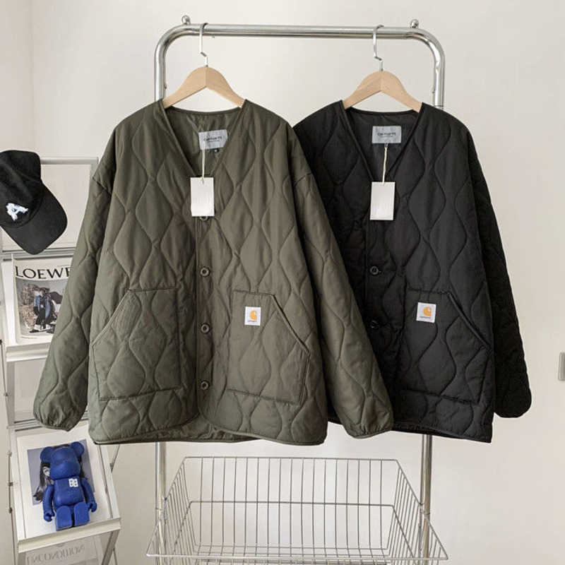 

Winter mens down jacket Carhart designer jackets plaid Down coat men Windbreaker women work style cardigan trench coats, Black