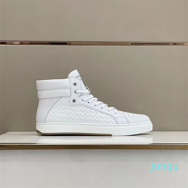 

Famous Brands High Top Intrecciato Weave Sneakers Shoes Suede & Leather Lace Up Men Casual Skateboard Walking Comfort Footwear