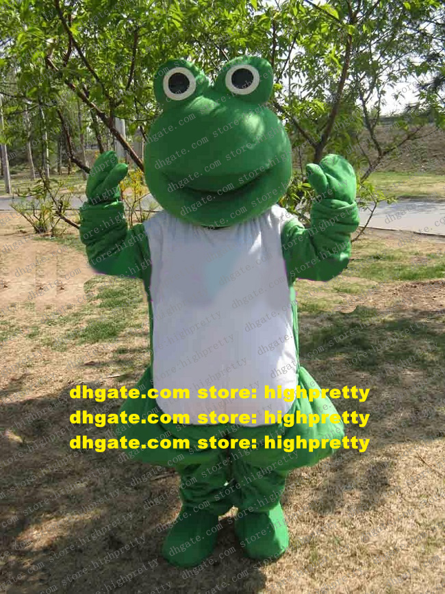 

Green Rana Frog Adult Mascot Costume With Big White Fat Belly Mascotte Cartoon Character Party Outfit Suit No.93, As in photos
