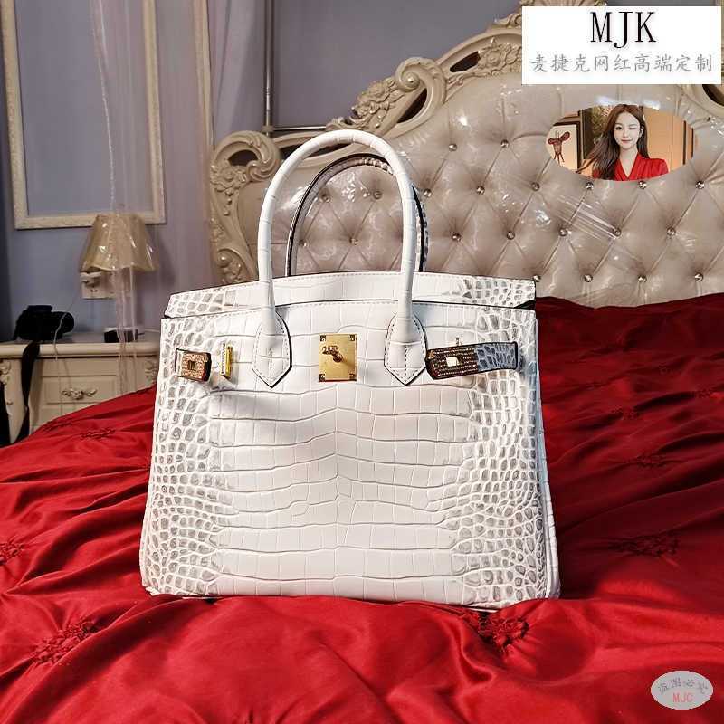 

Designers Handbags Birkin Bags Designer Fashion Brand Middle Aged Women's Mother's Mantianxing Himalayan Crocodile Skin Crossbody Ayw Classical Larger Capacity, Sky blue