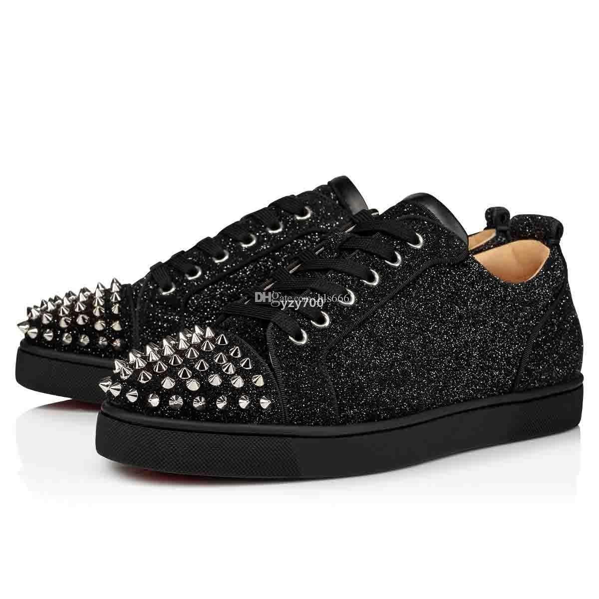 Red-Bottoms Chaussures Christians Designer Fashion Luxury Luxury Red Spills Spikes Flats Chaussures pour hommes Femmes Glitter Leather Lovers Par