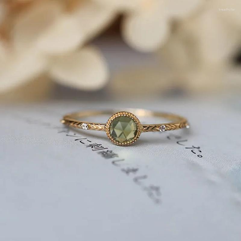 

Cluster Rings Silver Inlaid Diamonds Fresh Green Peridot Crystal Round Ladies Ring Adjustable Opening Delicate Original Fines Jewelry